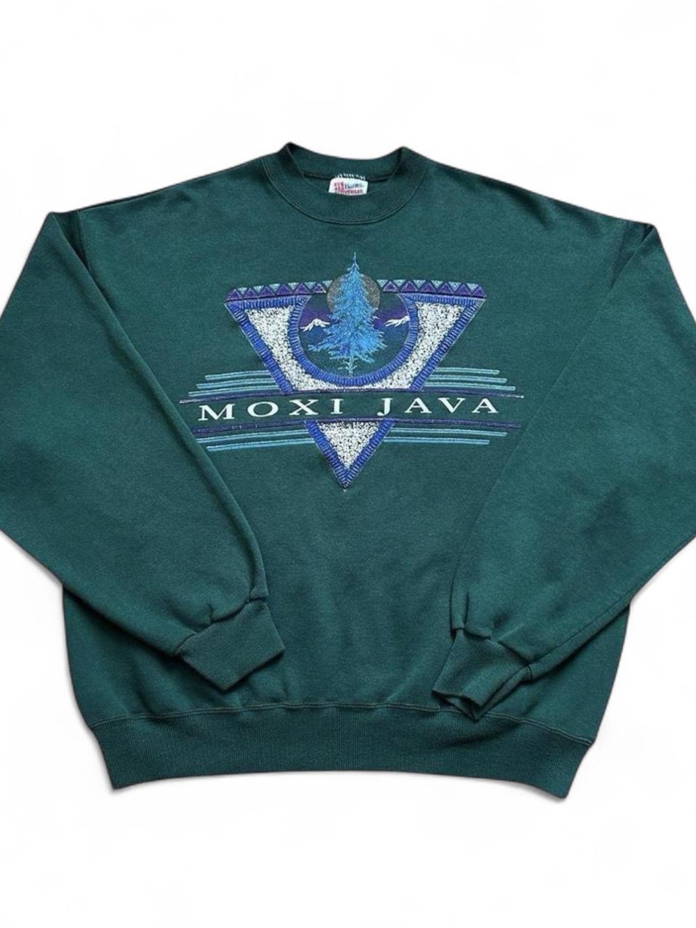 Vintage 1990s Moxi Java Forest Green Crewneck Sweatshirt XL